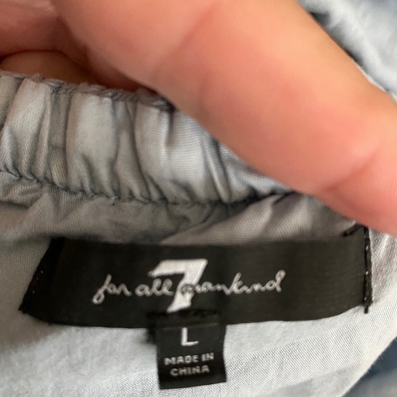 Madewell Blue Chambray Cotton Bow Tie Back Ruffle Short Sleeve Shift Dress Sz L - Picture 5 of 7